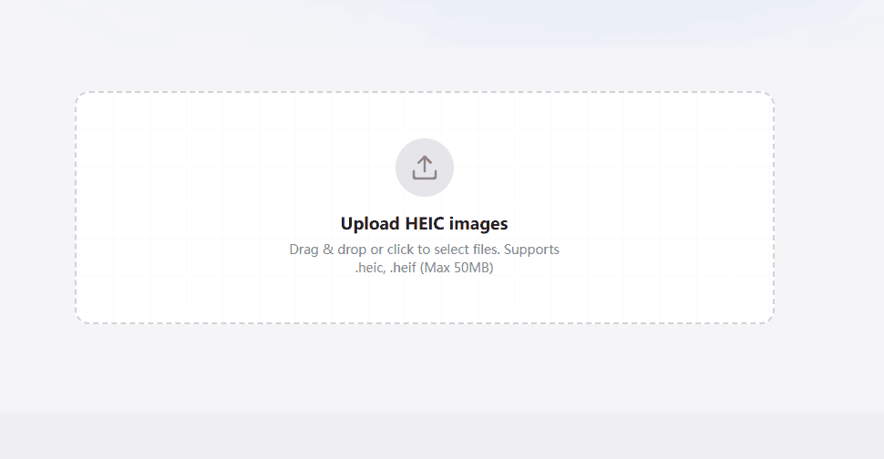 Upload interface for online HEIC to PDF converter tool